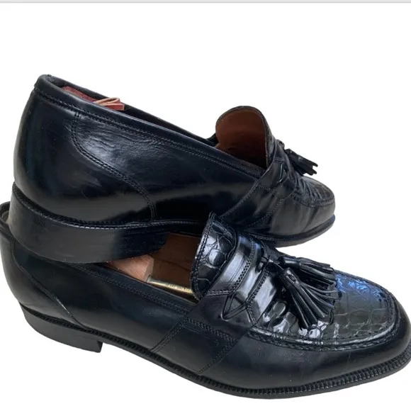 Bostonian Florentine Tassel &amp; Kiltie Loafers Size Croc Embossed Leather 10.5W