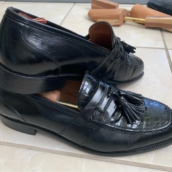 Bostonian Florentine Tassel &amp; Kiltie Loafers Size Croc Embossed Leather 10.5W