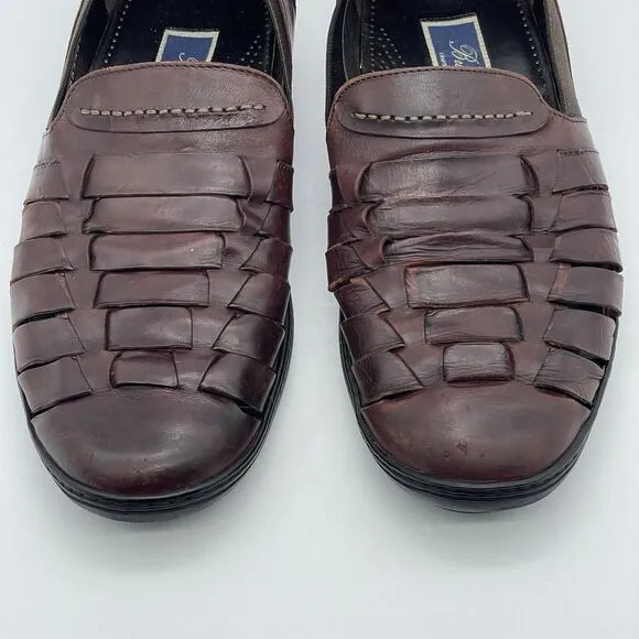 Bragano Woven Leather Oxford Loafers Men’s Shoes 11 M Brown Crafted In Italy