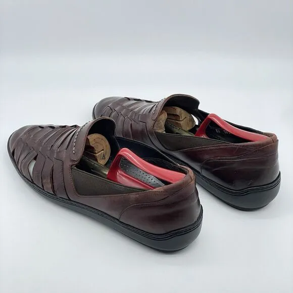Bragano Woven Leather Oxford Loafers Men’s Shoes 11 M Brown Crafted In Italy