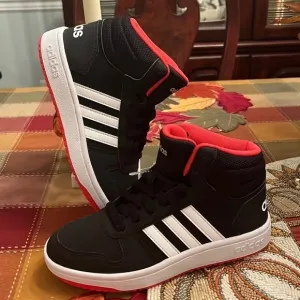 Brand New Adidas Boys Hoops Mid 2.0 Kids Boys Basketball Lace Up Sneakers Black