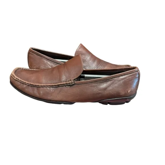 Bruno Magli Men's Italian Leather Slip On Loafers Brown Size 12 Academia Preppy