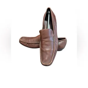Bruno Magli Men's Italian Leather Slip On Loafers Brown Size 12 Academia Preppy