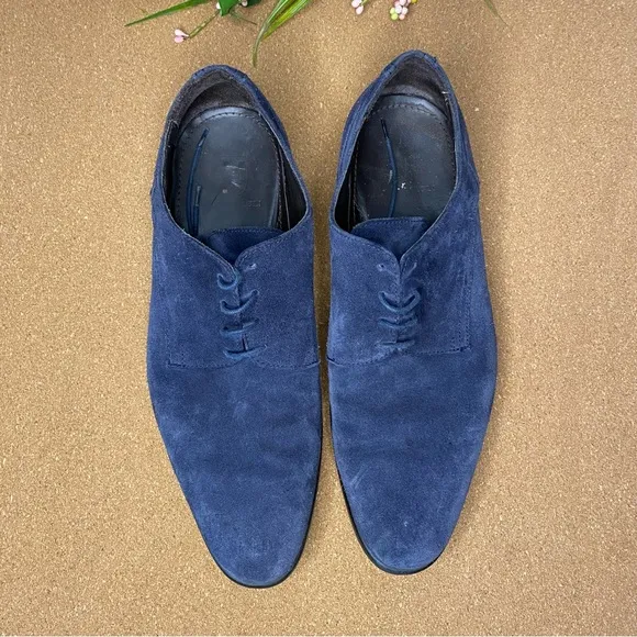 Bruno Magli Suede Shoes Loafers Dark Blue Size 9.5 Lace up
