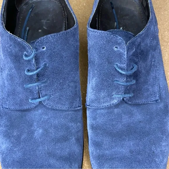 Bruno Magli Suede Shoes Loafers Dark Blue Size 9.5 Lace up