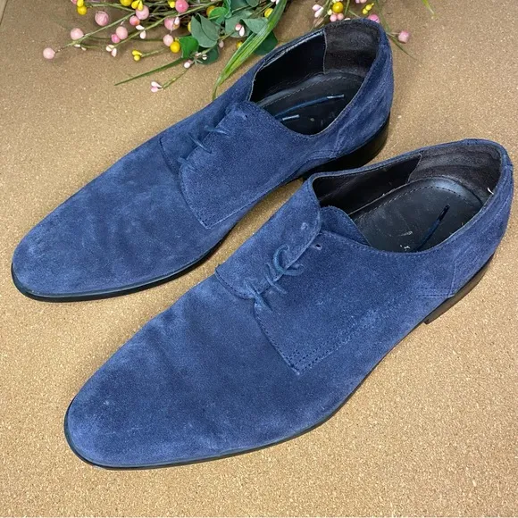 Bruno Magli Suede Shoes Loafers Dark Blue Size 9.5 Lace up