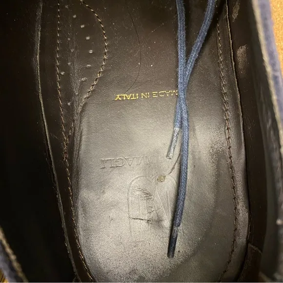 Bruno Magli Suede Shoes Loafers Dark Blue Size 9.5 Lace up