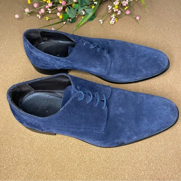 Bruno Magli Suede Shoes Loafers Dark Blue Size 9.5 Lace up