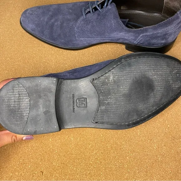 Bruno Magli Suede Shoes Loafers Dark Blue Size 9.5 Lace up