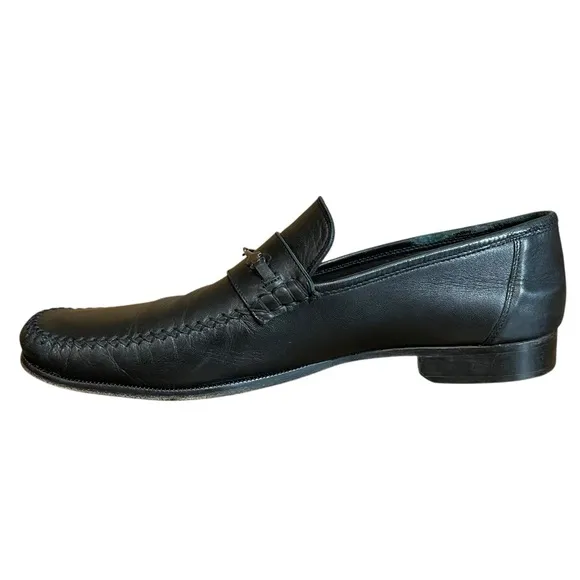 Brunomagli Pittore Italian made black leather loafers 14M