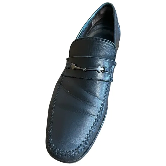Brunomagli Pittore Italian made black leather loafers 14M