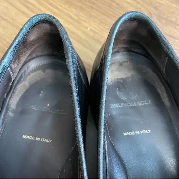 Brunomagli Pittore Italian made black leather loafers 14M