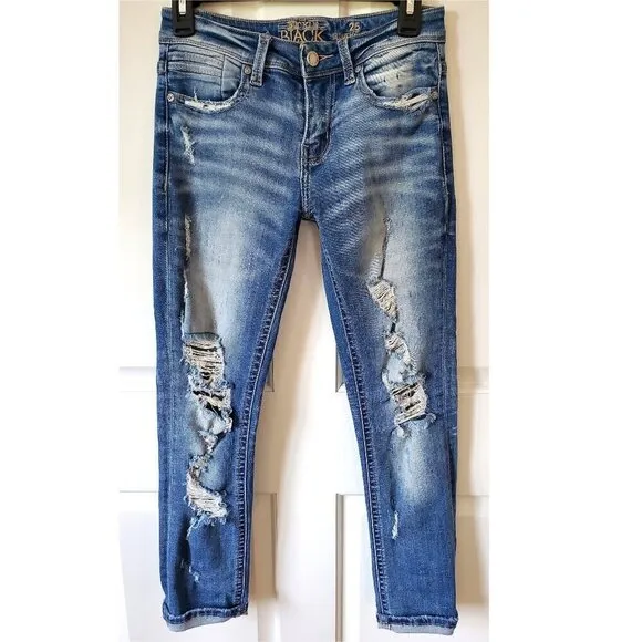 BUCKLE BLACK Fit 256 Mid Rise Slouchy Ankle Skinny Stretch Jeans 25