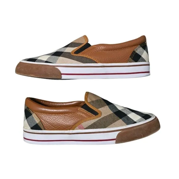 Burberry Nova Check Plaid Slip On Sneaker Shoes Womens US Size 6.5  EU Size 37