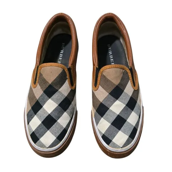 Burberry Nova Check Plaid Slip On Sneaker Shoes Womens US Size 6.5  EU Size 37