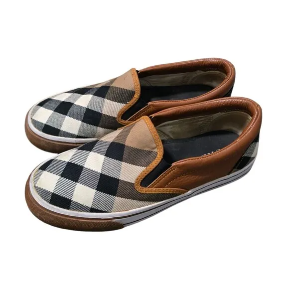 Burberry Nova Check Plaid Slip On Sneaker Shoes Womens US Size 6.5  EU Size 37