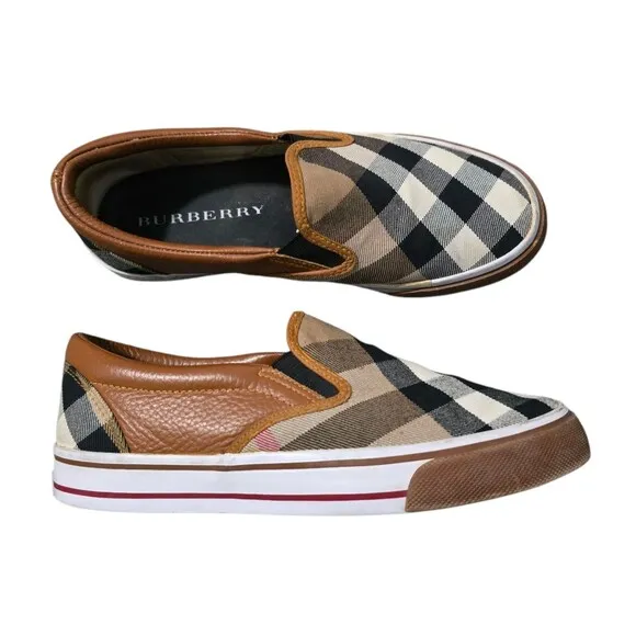 Burberry Nova Check Plaid Slip On Sneaker Shoes Womens US Size 6.5  EU Size 37