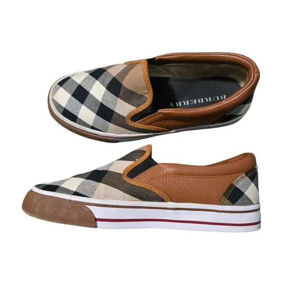 Burberry Nova Check Plaid Slip On Sneaker Shoes Womens US Size 6.5  EU Size 37