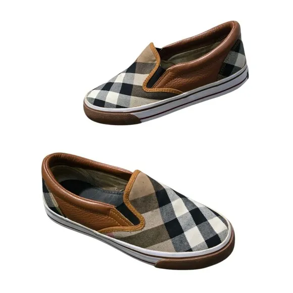 Burberry Nova Check Plaid Slip On Sneaker Shoes Womens US Size 6.5  EU Size 37