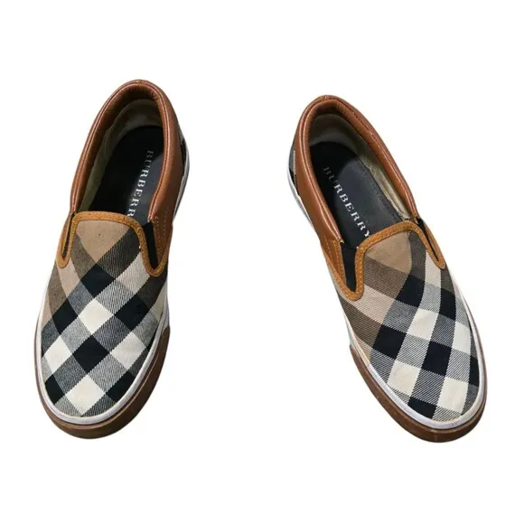 Burberry Nova Check Plaid Slip On Sneaker Shoes Womens US Size 6.5  EU Size 37