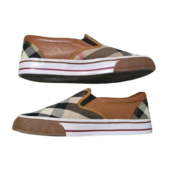 Burberry Nova Check Plaid Slip On Sneaker Shoes Womens US Size 6.5  EU Size 37