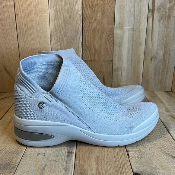 Bzees Women's Romance Silver Knit Bootie Slip-On Sneaker