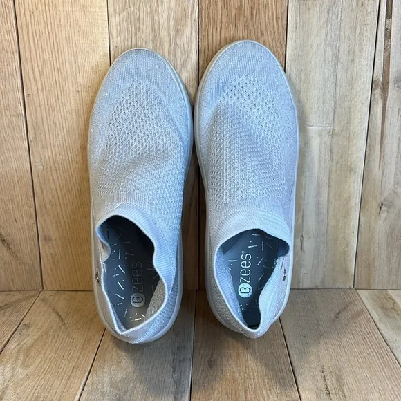 Bzees Women's Romance Silver Knit Bootie Slip-On Sneaker