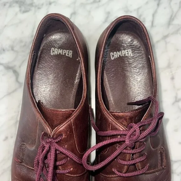 Camper Mil Platform Oxford Burgundy Shoes Sz 40