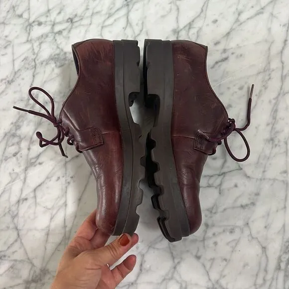 Camper Mil Platform Oxford Burgundy Shoes Sz 40