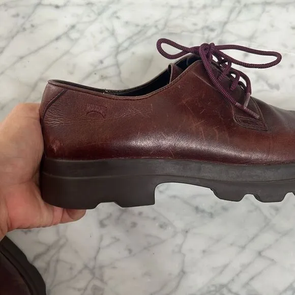 Camper Mil Platform Oxford Burgundy Shoes Sz 40