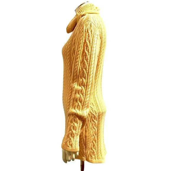 CCC Cowl Polo Neck Slim Tunic Sweater Fitted Ribbed Knit Pattern Trendy Size Med