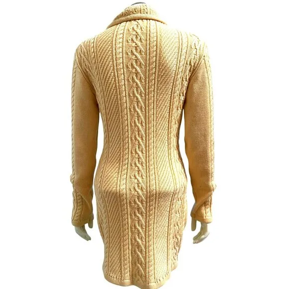 CCC Cowl Polo Neck Slim Tunic Sweater Fitted Ribbed Knit Pattern Trendy Size Med