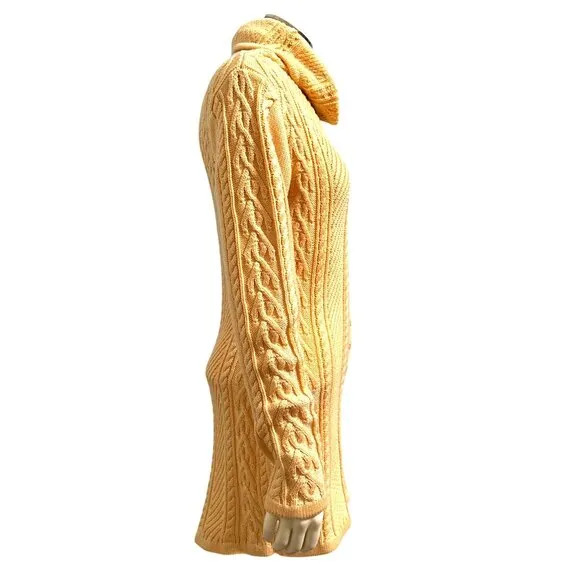 CCC Cowl Polo Neck Slim Tunic Sweater Fitted Ribbed Knit Pattern Trendy Size Med