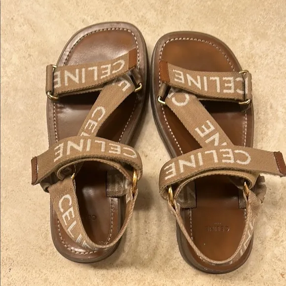 Celine Leo Sandals in tan