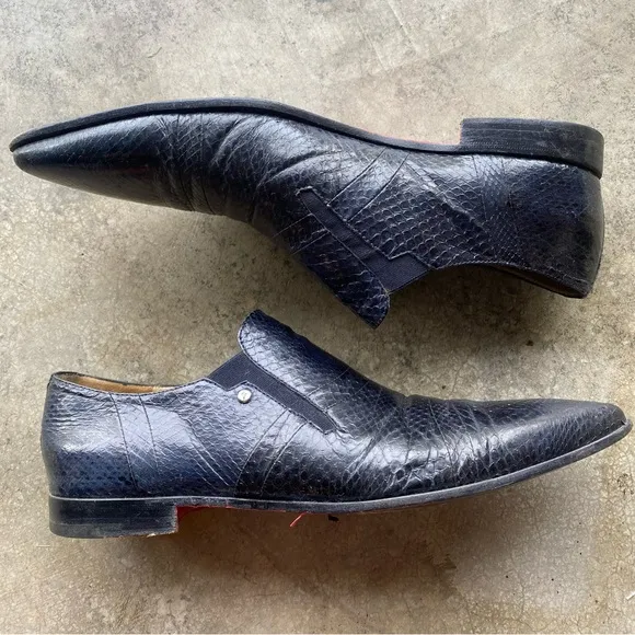 CESARE PACIOTTI LUXURIOUS BLACK OSTRICH OXFORDS ITALIAN DESIGNER SHOES