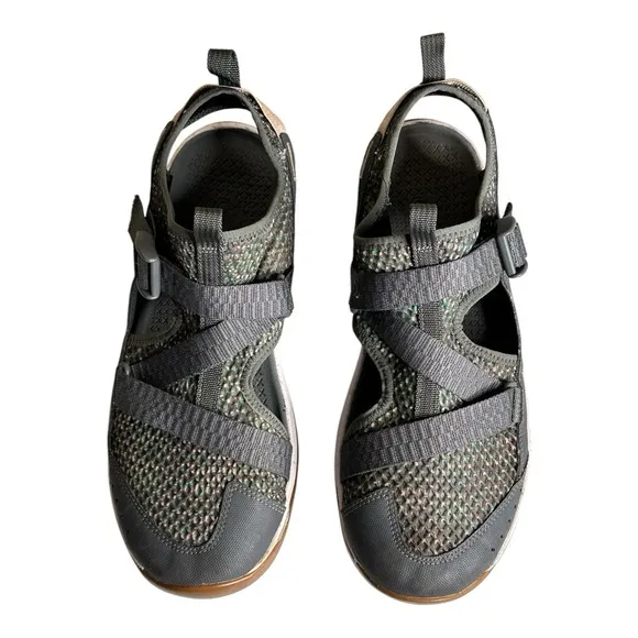 Chaco ODYSSEY Sport Sandal Women's Gray with Green and Pink Spec pattern Sz 9.5
