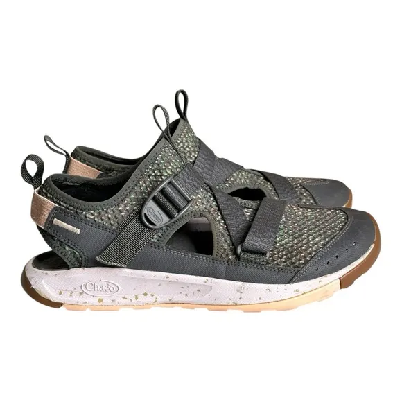 Chaco ODYSSEY Sport Sandal Women's Gray with Green and Pink Spec pattern Sz 9.5