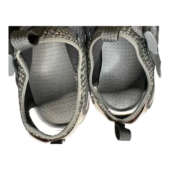 Chaco ODYSSEY Sport Sandal Women's Gray with Green and Pink Spec pattern Sz 9.5