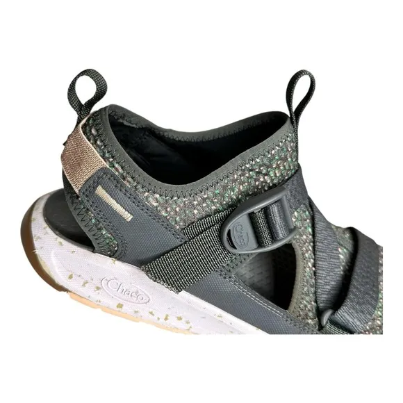 Chaco ODYSSEY Sport Sandal Women's Gray with Green and Pink Spec pattern Sz 9.5