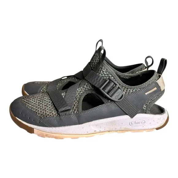 Chaco ODYSSEY Sport Sandal Women's Gray with Green and Pink Spec pattern Sz 9.5