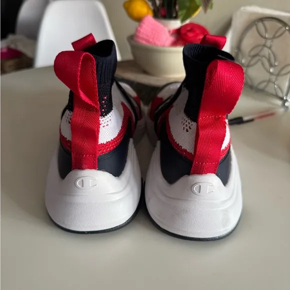 Champion Red and Black Slip-On Sneakers with Chunky Sole