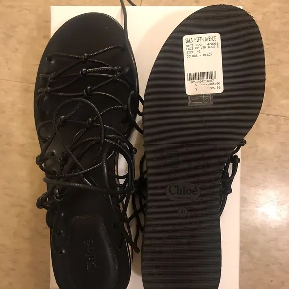 Chloé Black Knotted Wedge Sandals