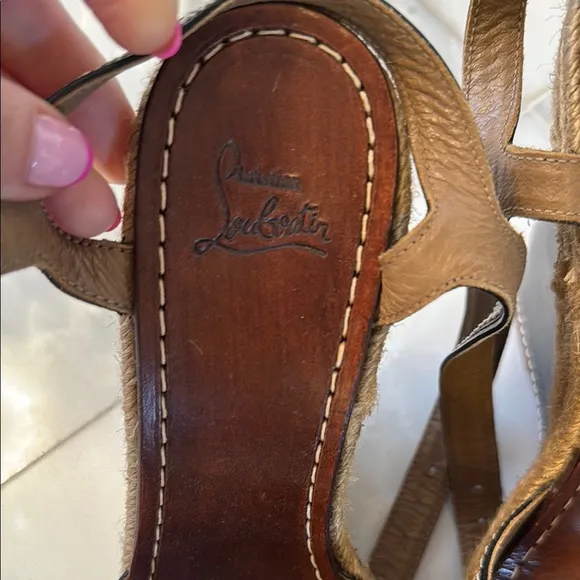 Christian Louboutin Black and Brown Leather Sandals with Woven Straps