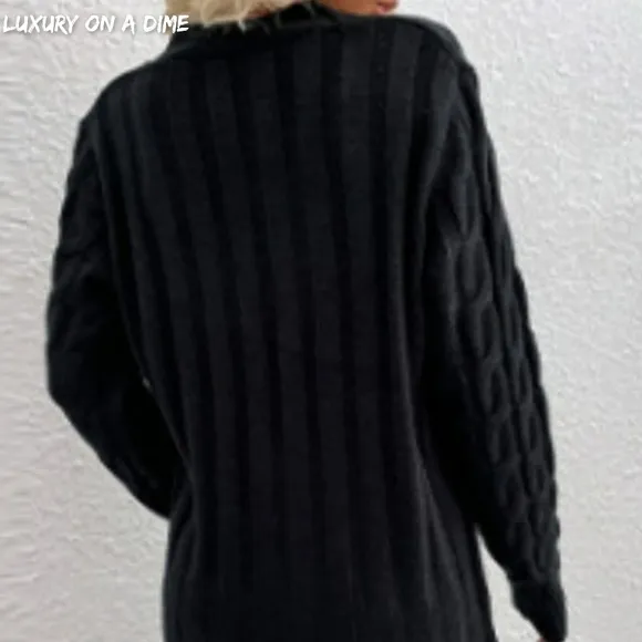 Chunky Cable-Knit Classic Button Front Oversized Long Pocket Cardigan Sweater