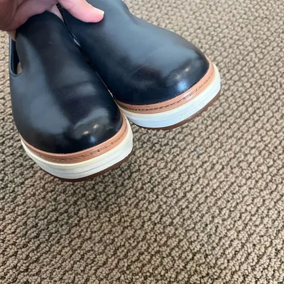 Clarks Teadale Genna navy platform chunky preppy leather loafer sz 8 comfy