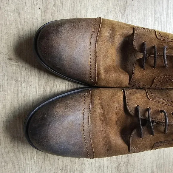 Clarks Wallace Leather Oxford Mens 12 Cap Toe Brown Nubuck Dress Shoe Minimalist