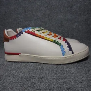 Coach Lowline Low Top Sneaker White With Rainbow Crochet Pride Shoes Mens 9.5 D