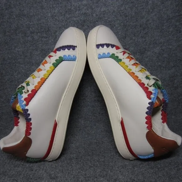 Coach Lowline Low Top Sneaker White With Rainbow Crochet Pride Shoes Mens 9.5 D