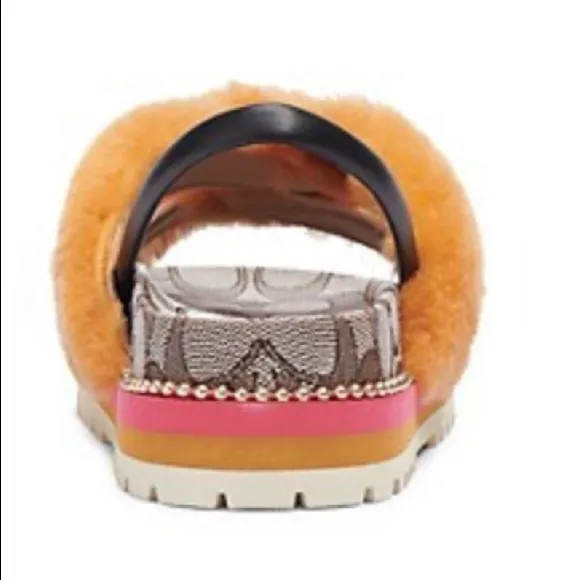 Coach Size 6 Butterscotch Tally Shearling Sandals NWT &amp; box