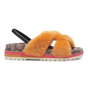 Coach Size 6 Butterscotch Tally Shearling Sandals NWT &amp; box